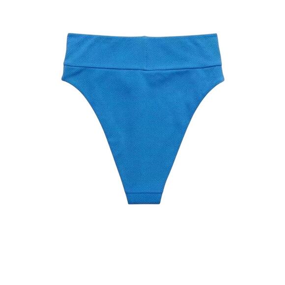 NWT! Aerie Pique High Cut Cheeky Bikini Swim Bottom in Blue - Size Medium - Picture 5 of 9